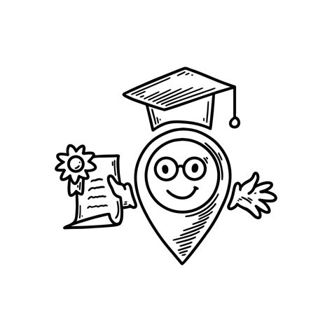 linda línea garabatear Universidad ubicación alfiler emojis a mano bosquejo determinar con ...