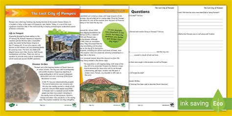 UKS2 Pompeii Reading Comprehension | A Day in Pompeii