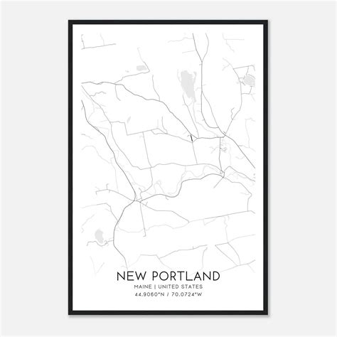 New Portland Maine Map Poster, Modern Home Decor Wall Art Print ...