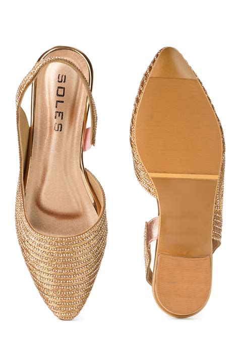SOLES Pointed Toes Ethnic Slingbacks
