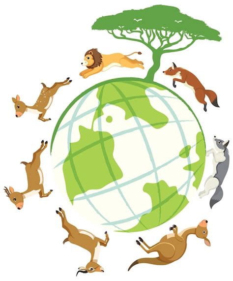 Animais em pé no planeta Terra | Vetor Grátis