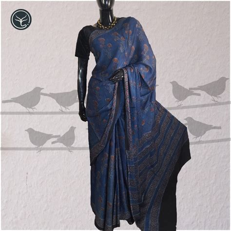 AJRAKH IN MODAL SILK - BLOCK PRINTED – Exotyq