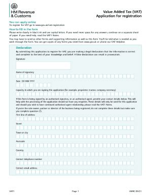 2021 Form UK VAT 1 - Blank Fillable Template | Fill Out, Print ...