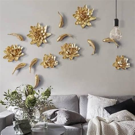 HOME DECOR HANDICRAFTS HDH1307- Set of Metal Flowers & Fishes [Color ...