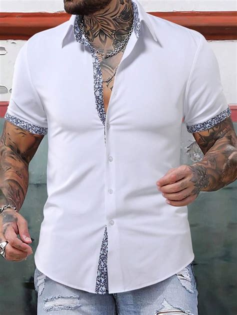 Manfinity Homme Men Contrast Trim Button Up Shirt | SHEIN USA