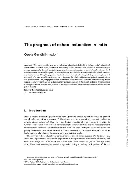 The Progress of School Education in India: Trends and Challenges ...