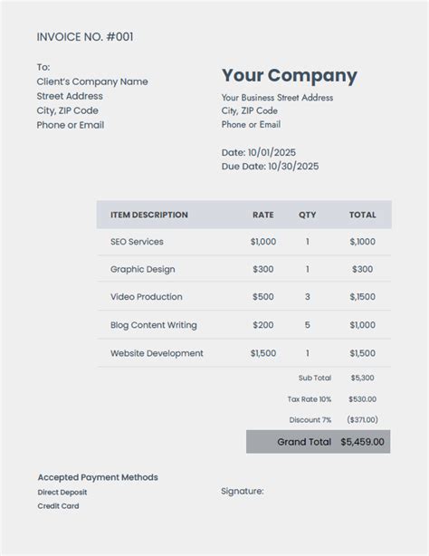 Image result for Invoice Field Example