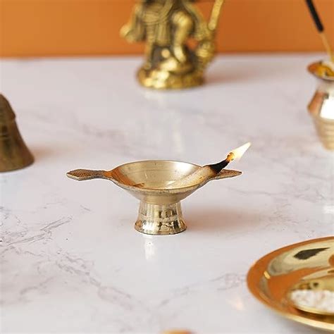 Buy UNITY UMBRELLA Golden Decorative Brass Diya with Stand and Holder ...