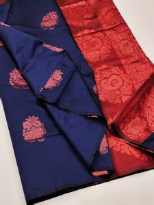 Buy Panchatantra Woven Kanjivaram Jacquard Dark Blue, Red Sarees Online ...