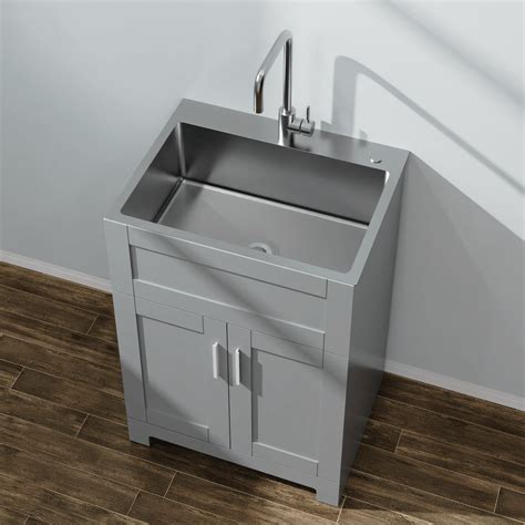 Goodyo® 24" Gray Utility Room Sink Cabinet Commercial Laundry Tub