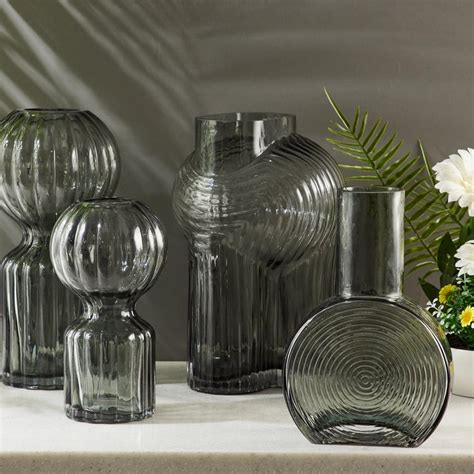 Buy Brian Glass Ribbed Vase from Home Centre at just INR 1699.0