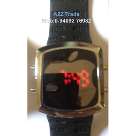 Stylish Digital LED Wrist Watch - Black, Red Led Watch Apple Shaped On ...