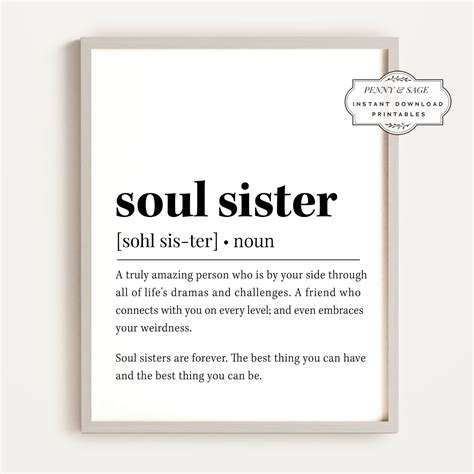 Soul Sister Definition Wall Art, Best Friends Quote Decor, PRINTABLE ...