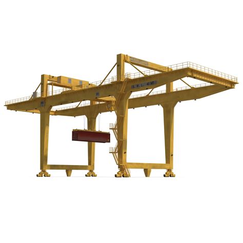 3D Rail Mounted Gantry Container Crane Yellow and 40 ft ISO Container ...