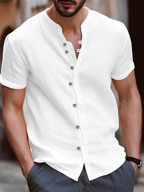 Homme Chemise Chemise en lin Chemise d'été Tenue de plage Chemise à col ...