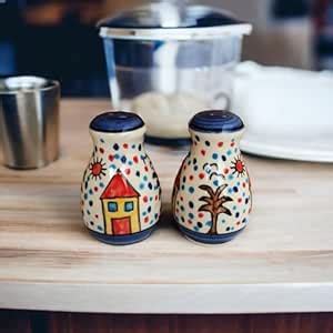 Buy MADARKS Handcrafted Multicolor Ceramic Salt and Pepper Shaker Set ...