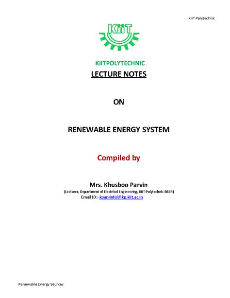 SM 6th-Sem Elect Renewable- Energy- System - KIITPOLYTECHNIC LECTURE ...