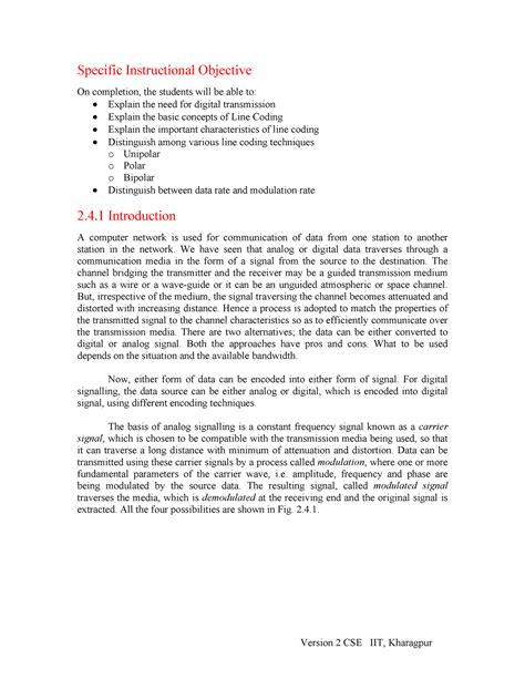 Line Encoding-1 - vsewf - Specific Instructional Objective On ...