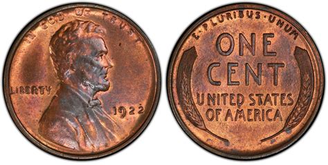 1922 No D 1C Strong Reverse, RB (Regular Strike) Lincoln Cent (Wheat ...