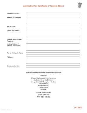 Vat 66a - Fill and Sign Printable Template Online