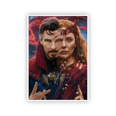 Doctor Strange and Scarlet Witch Split Face Poster | Print-On-Click
