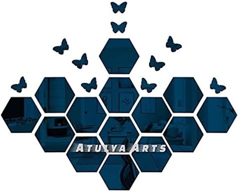 Atulya Arts Acrylic 3D Hexagon with 10 Butterfly Decorative Mirror Wall ...
