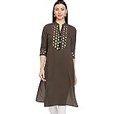 Buy ALC Creation Women's Crepe Straight Kurta (ALC2070_Black_Small) at ...