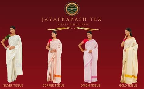 Buy JAYAPRAKASH TEX Kerala Kasavu tissue Saree for Women – Traditional ...