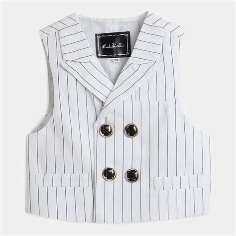Shop Online Boys White Stripe Print Slim Fit Waistcoat And Pant Formal ...