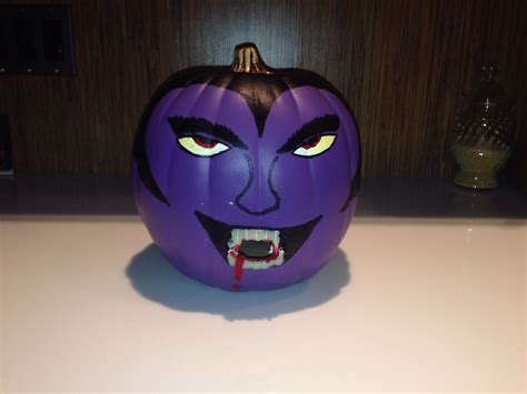 Purple vampire pumpkin that my dad made | Painted pumpkins, Vampire ...