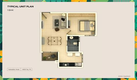 1 BHK Apartment Floor Plan | Provident Ecopolitan
