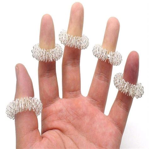 Acupressure Sujok Finger Massage Ring -Set of 5 (SILVER) : Amazon.in ...