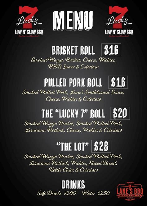 Menu at Lucky 7 Barbecue, Ningi