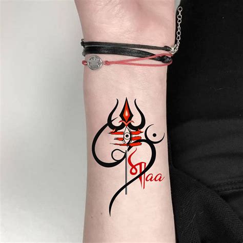 Trishul Maa Eye Tattoo Waterproof For God Shiva Temporary Body Tattoo