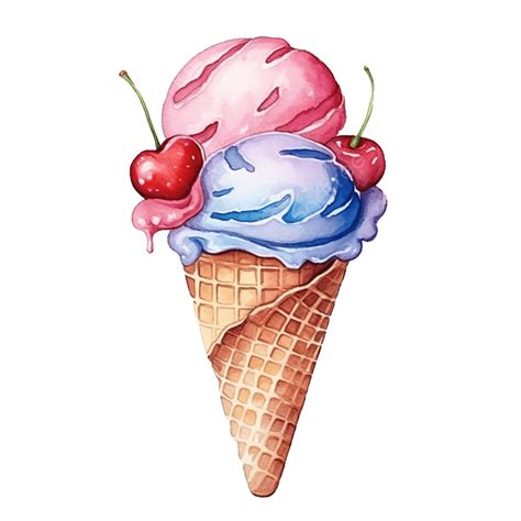 Watercolor Ice Cream Clip Art Element, Watercolor, Clip Art, Hand PNG ...