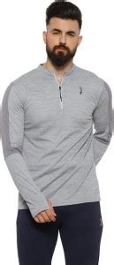 CAMPUS SUTRA Self Design Men Mandarin Collar Grey T-Shirt - Buy CAMPUS ...