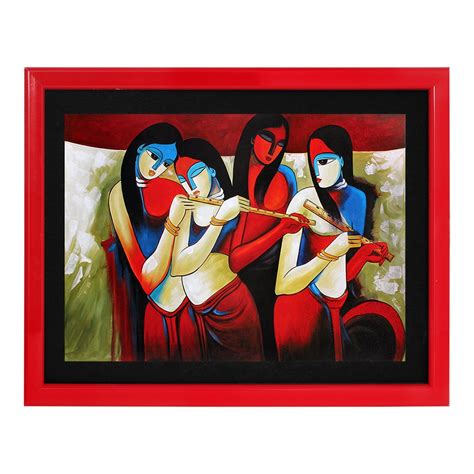ART N HUB Krishna & Gopi Modern Art Textured UV Effect with Acrylic ...