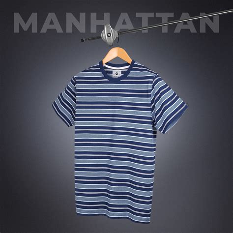 Round Neck Stripes Pure Cotton T-Shirts (Navy/White) – Pitshirts