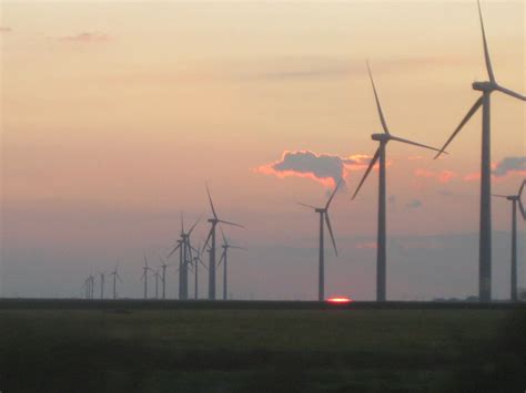 Driving past Fowler Ridge Wind Farm in Indiana at dusk