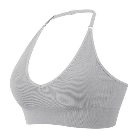 Hfolob Women's Bra Halter Sports Backless Deep V Neck Sports Bustier ...