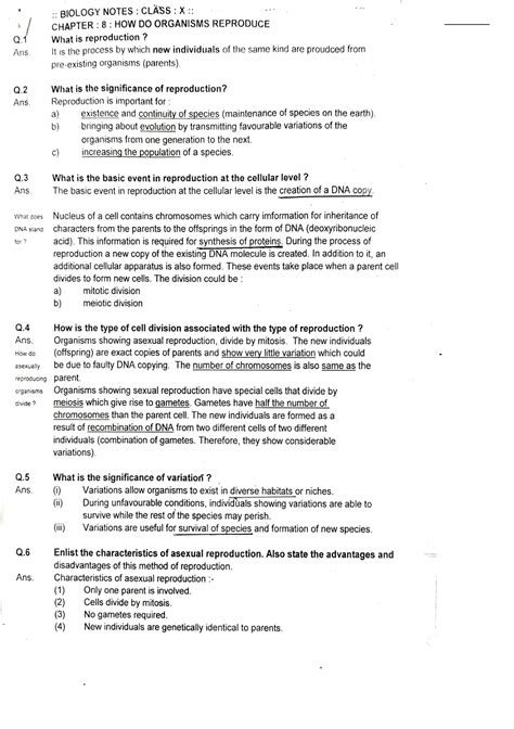 Class 10 Chapter How Do Organisms Reproduce with Notes 的图像结果