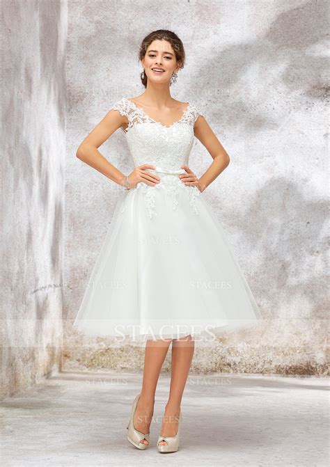 White knee length wedding dress 60 photos - Vianawedding.com