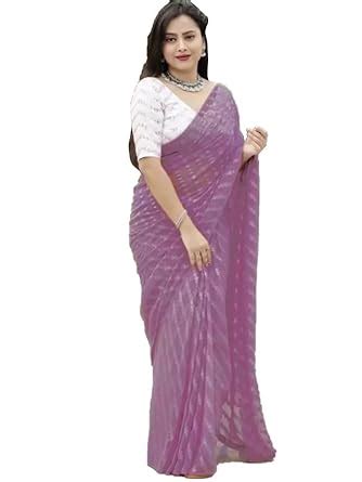 Buy Satrani Women'S Georgette Dyed Saree With Unstitched Blouse Piece ...