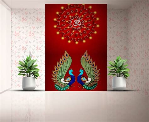 Peacock Designed Om Wallpaper – Myindianthings