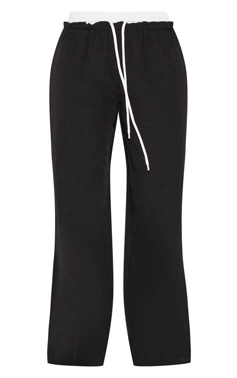 Petite Black Boxer Detail Drawstring Waist Pants | Petite ...