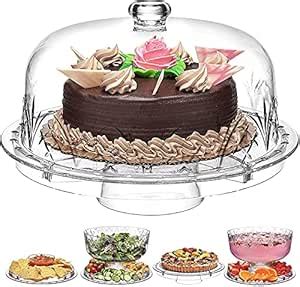 SELOME 6-in-1 Clear Acrylic Cake Stand with Lid – 12” Dome & Multi ...