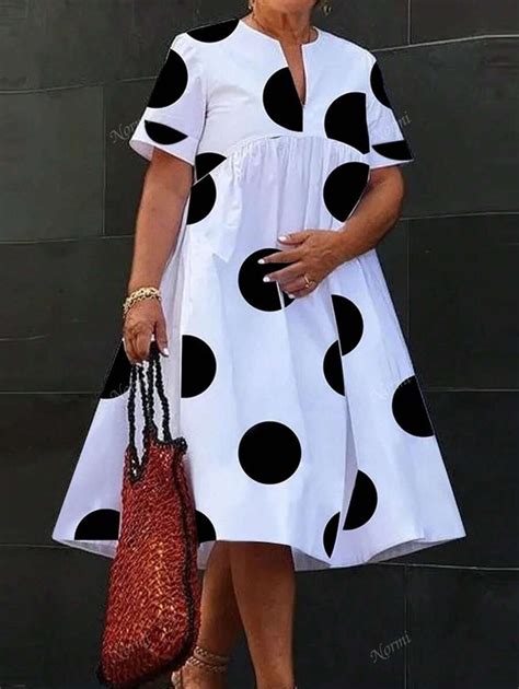 Women's V-Neck Printed Loose Casual Dress | SHEIN