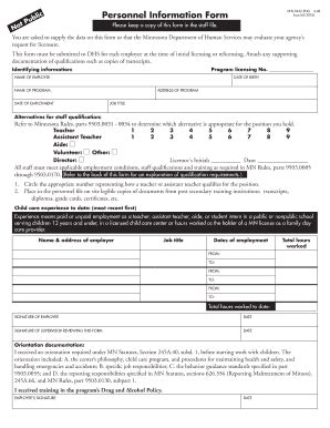 Minnesota Personnel Information Form - Blank Fillable Template | Fill ...