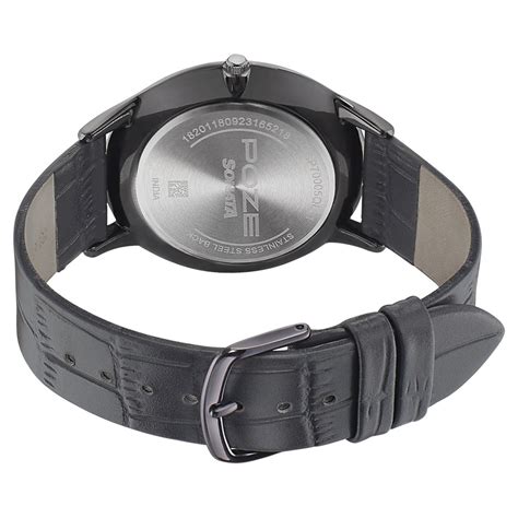 Buy Online Poze by Sonata Quartz Analog Grey Dial Leather Strap Watch ...