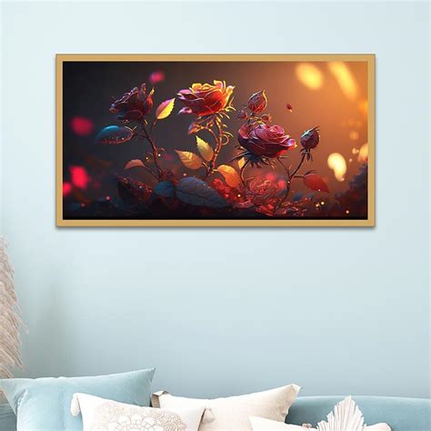 Abstract Red Roses Canvas Wall Painting – Dusaan